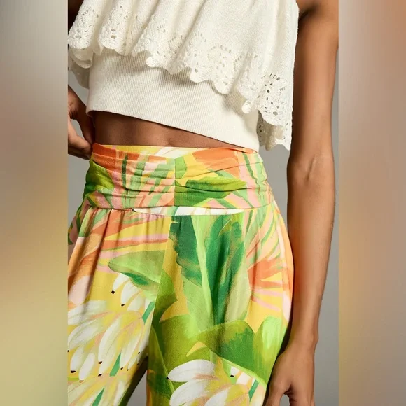Farm Rio x Anthropologie Vibrant Tropical Banana Print Balloon Pants Size Large - Picture 4 of 16